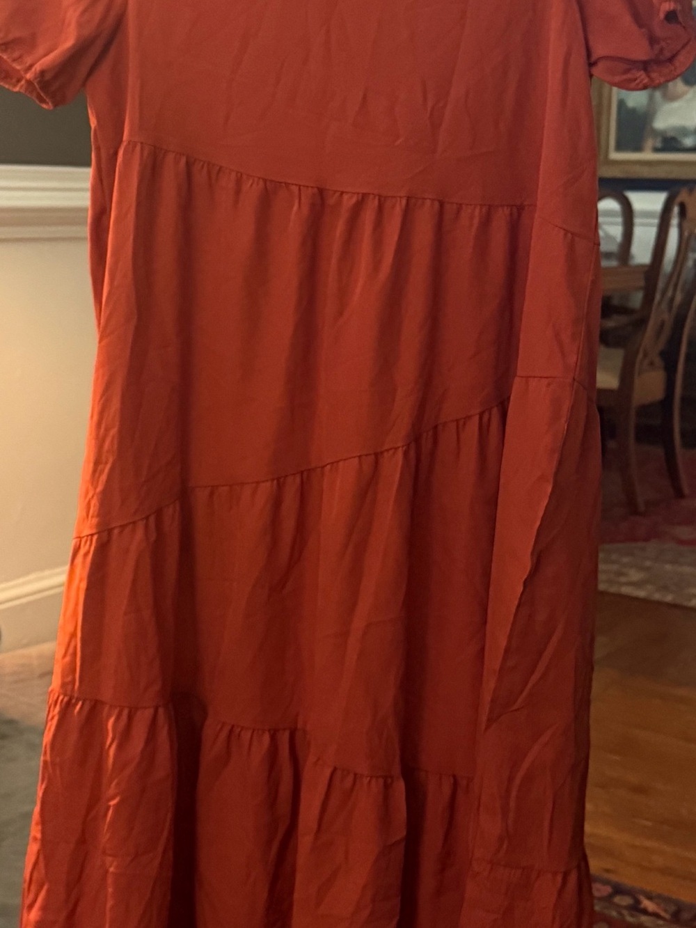 SHEIN Burnt Orange Tiered Maxi Skirt